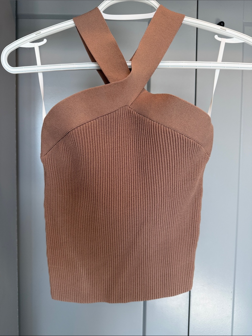 Babaton One-Shoulder Knit Top in Brown